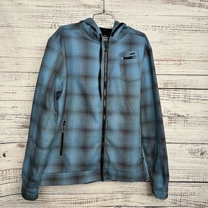 Zoic Crux Hoodie. Blue Square Plaid. Size L